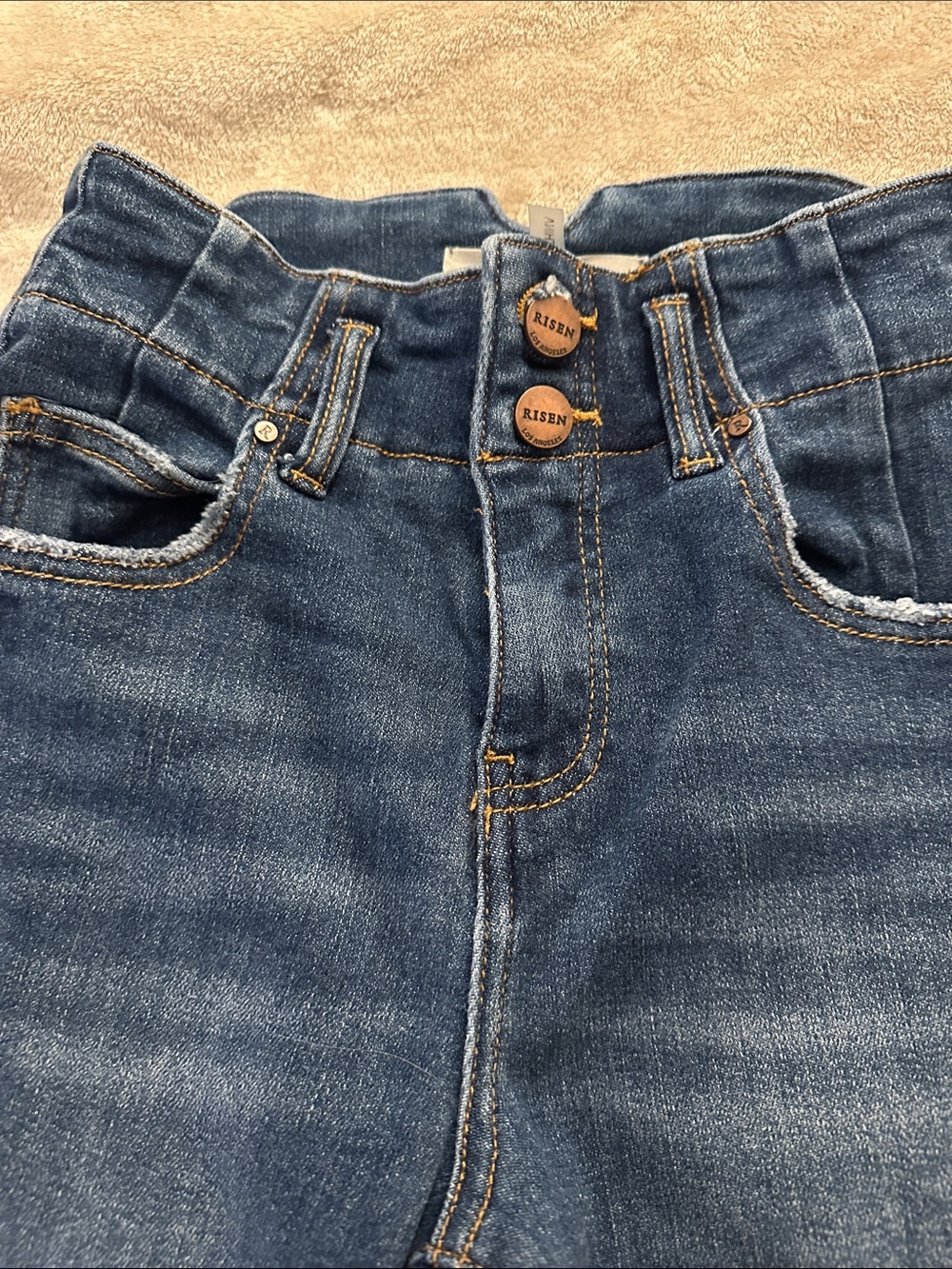 Risen High-Rise Wide Leg Jeans - Dark Blue